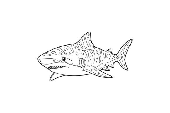 Cartoon Shark Swimming Vector Illustrations