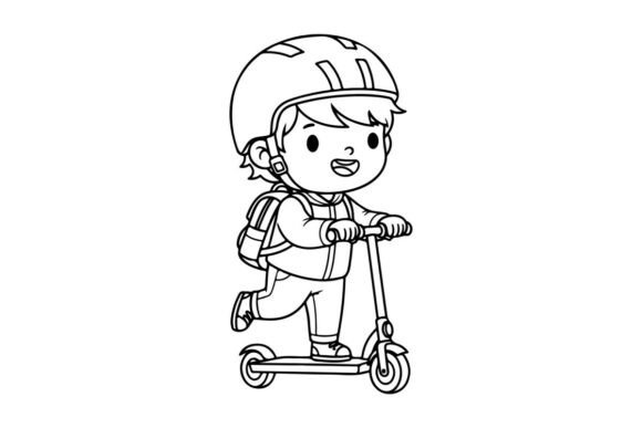 Child Riding Scooter with Helmet Vector: Graphics & Illustrations Review