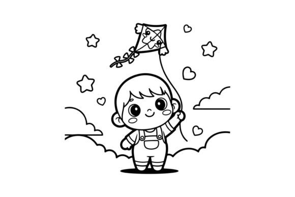 Cute Baby Dreaming with Stars Vector Illustrations
