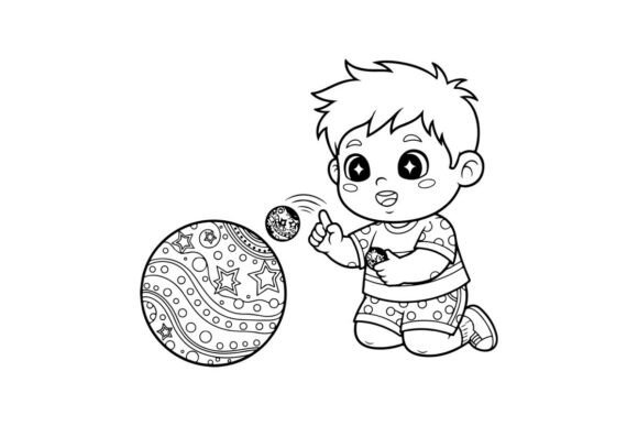 Cute Baby Playing with Globe Vector Graphics