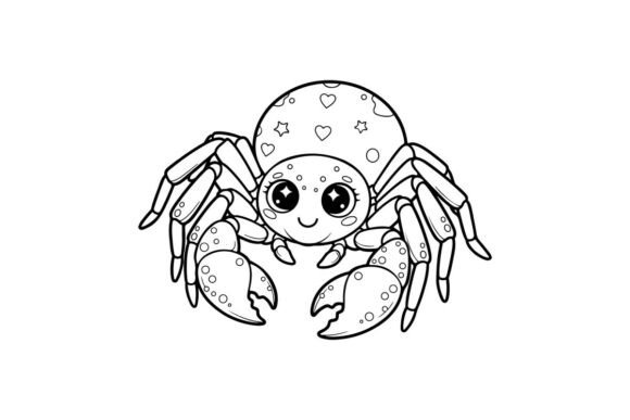 Cute Cartoon Crab with Hearts Vector: Graphics & Illustrations