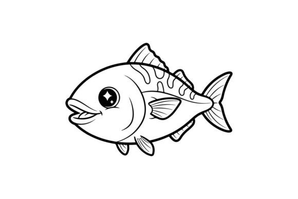 Cute Cartoon Fish with Star Vector Illus: Graphics & Illustrations