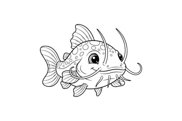 Cute Cartoon Pufferfish Smiling Underwater Graphics