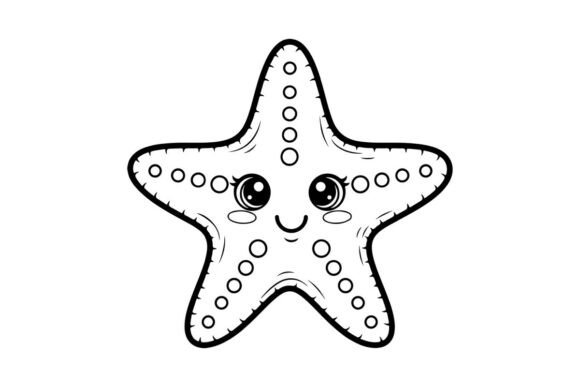 Cute Cartoon Starfish Smiling Face: Graphics & Illustrations