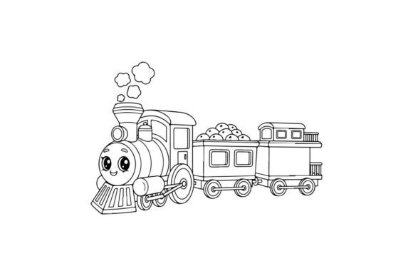 Cute Cartoon Train with Smoke Vector Graphics