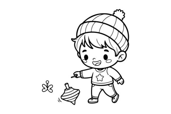 Cute Child in Winter Hat & Pajamas Graphics