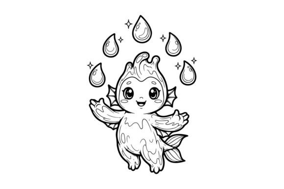 Cute Cloud Baby with Rain Vector Illustr