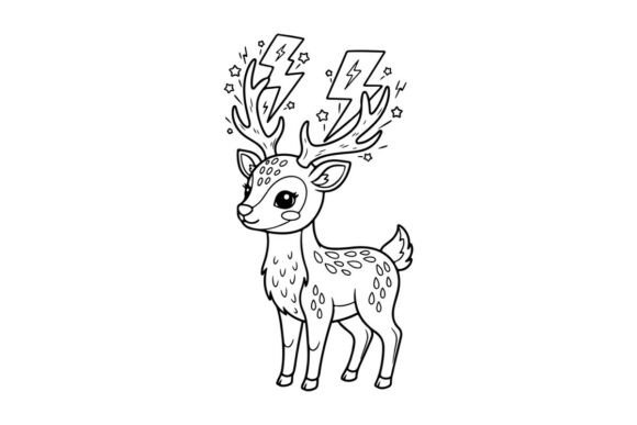 Cute Deer with Lightning Antlers Vector Graphics Review