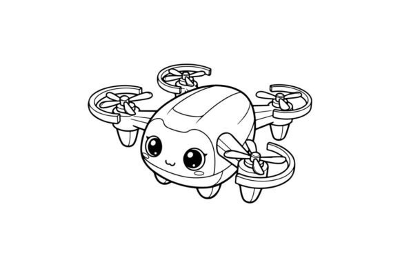 Cute Drone Robot Flying Vector: Graphics & Illustrations