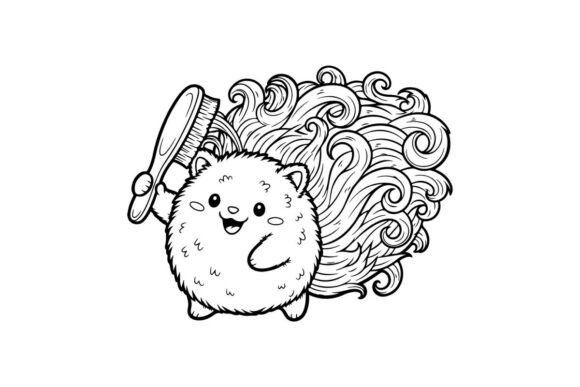 Cute Hedgehog with Hairbrush Vector Graphics