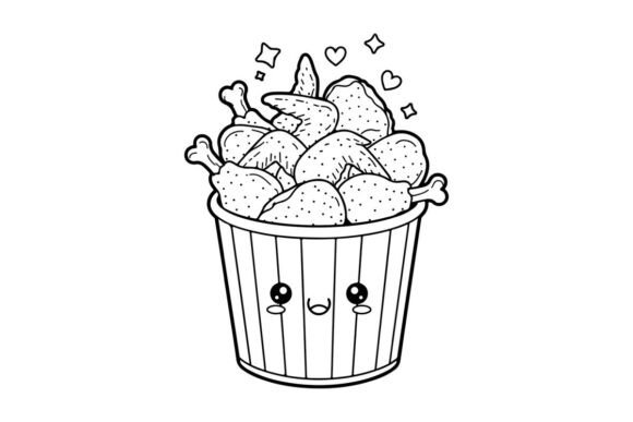 Cute Popcorn Bucket with Faces: Graphics & Illustrations