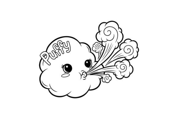 Cute Puppy with Fluffy Clouds Vector Graphics & Illustrations