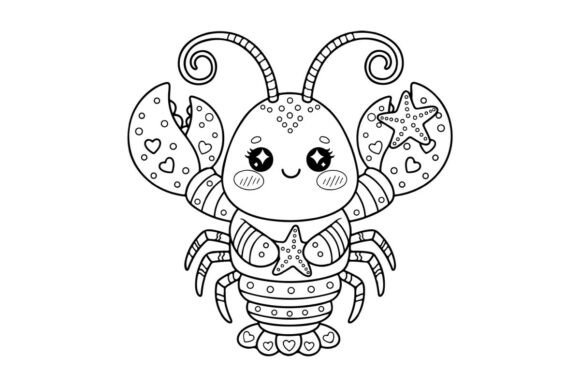 Cute Robot Crab with Hearts Vector Illus: Graphics & Illustrations