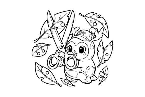 Cute Robot Cutting Fish Vector Illustration