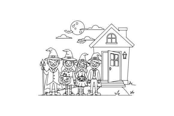 Halloween Kids Trick or Treat Vector Graphics & Illustrations